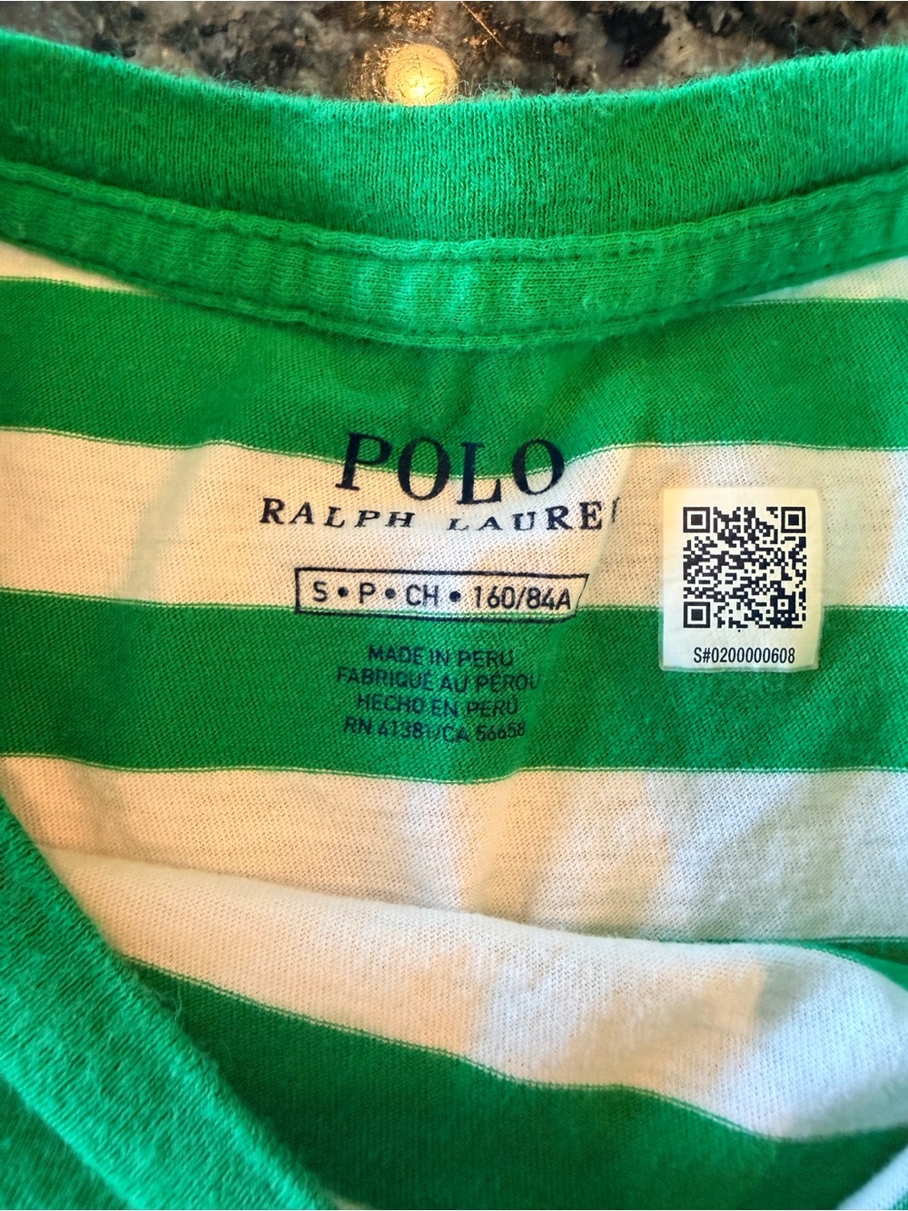 Polo Ralph Lauren Green White Striped Tee Size S Cotton Shirt - Picture 3 of 4